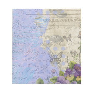 Vintage Shabby Chic Bright Paris Floral Design Notepad