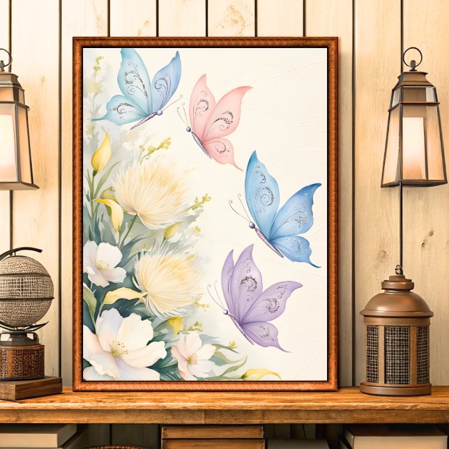 Vintage Shabby Chic Butterflies Wall Art (Creator Uploaded)