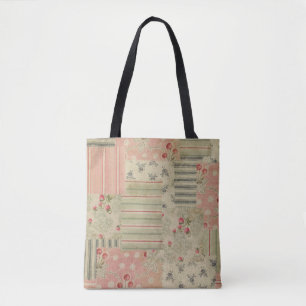 Vintage Shabby Chic Cherry Floral collage Tote Bag