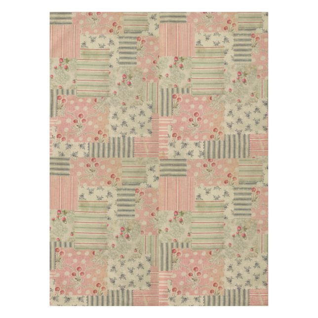 Vintage Shabby Chic Cherry Floral Decoupage    Tablecloth (Front)