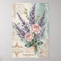 Vintage Shabby Chic Decoupage French Roses Art
