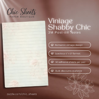 Vintage Shabby Chic Design 3M Post-it® Notes