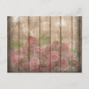 Vintage Shabby Chic Faded Red Roses Holiday Postcard