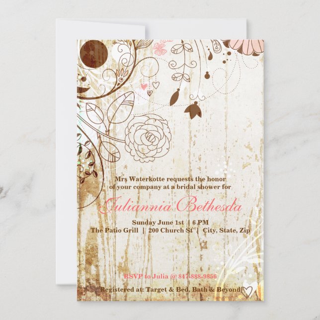 Vintage Shabby Chic Floral  Bridal Shower Invite (Front)