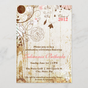 Vintage Shabby Chic Floral Graduation Invite