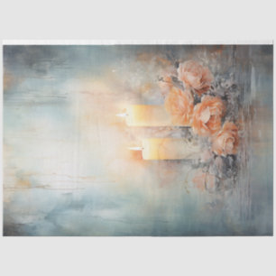 Vintage shabby chic floral pastel green candles tissue paper