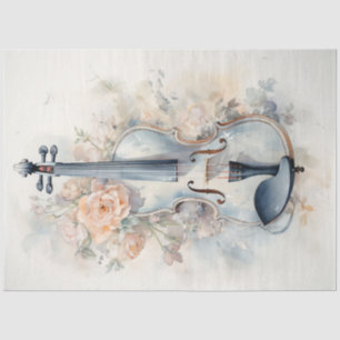 Vintage shabby chic floral pastel green violin tissue paper