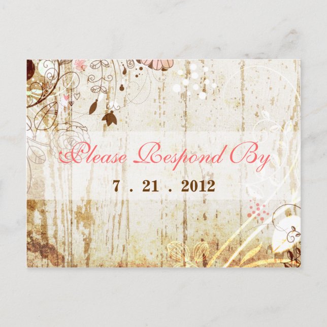 Vintage Shabby Chic Floral  Reception Postcard (Front)
