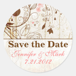 Vintage Shabby Chic Floral Save the Date Sticker