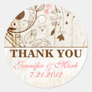 Vintage Shabby Chic Floral Thank You Sticker