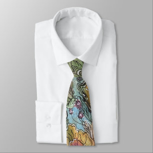 Vintage Shabby Chic Flower Garden Watercolor Tie
