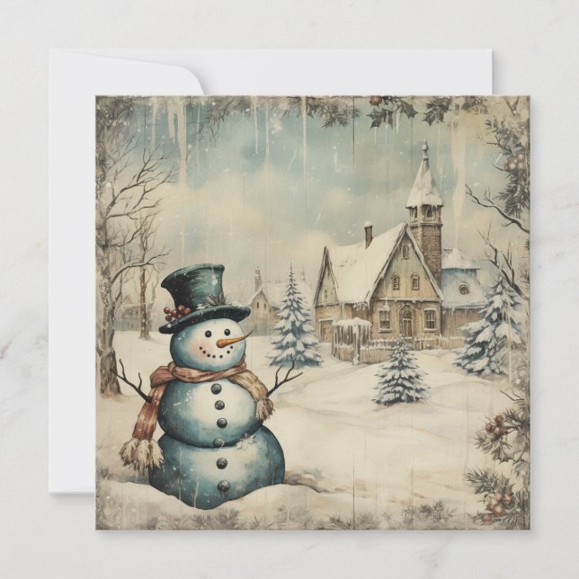 Vintage Shabby Chic Merry Christmas Card (Front)
