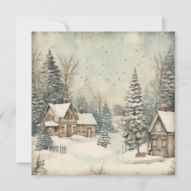 Vintage Shabby Chic Merry Christmas Card (Front)