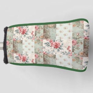 Vintage Shabby Chic Pastel Green Florals Patchwork Golf Head Cover