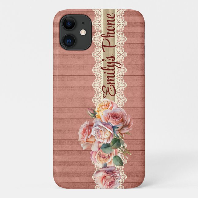 Vintage Shabby Chic Personalised  Case-Mate iPhone Case (Back)