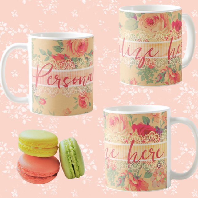 Vintage Shabby Chic Personalised  Coffee Mug (Personalize for a special someone...)