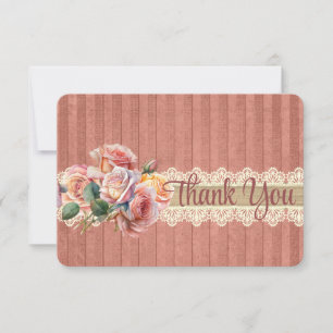 Vintage Shabby Chic Personalised Thank You Card