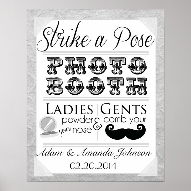 Vintage Shabby Chic Photo Booth Wedding Sign (Front)