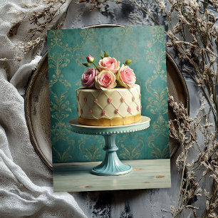 Vintage shabby chic pink cake blush roses tissue paper
