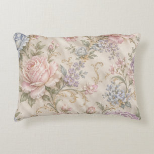 Vintage Shabby Chic Pink Peony Rose Floral Decorative Cushion