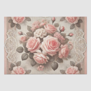 Vintage Shabby Chic Pink Rose Floral Tissue Paper