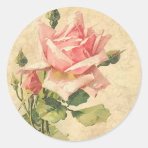 Vintage Shabby Chic Pink Rose Flower Stickers