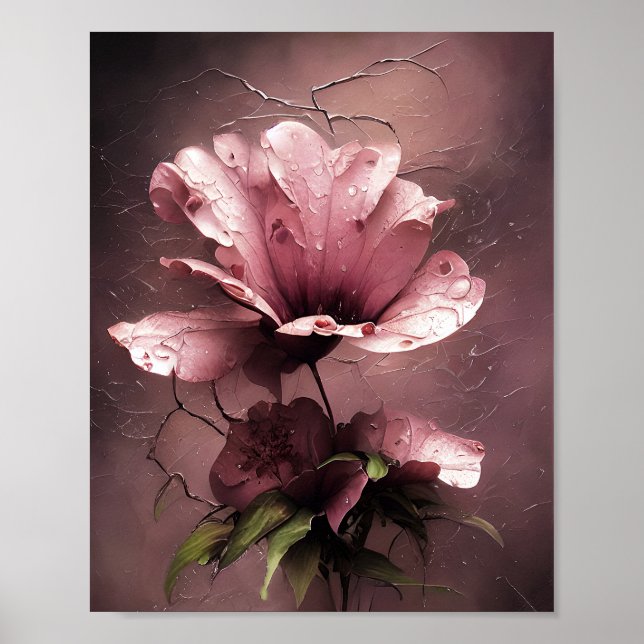 Vintage shabby chic pink rose poster (Front)