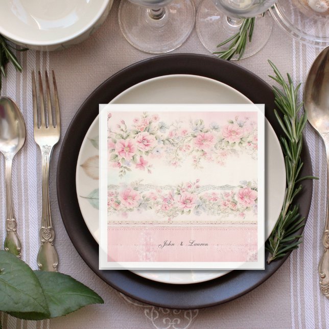 vintage shabby chic pink wedding  napkin (Creator Uploaded)