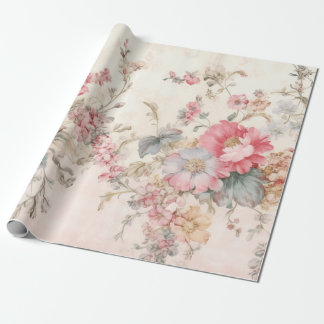 vintage shabby chic pink  wrapping paper