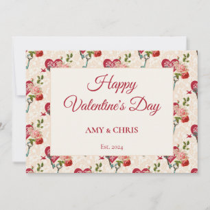 Vintage Shabby Chic Red Roses & Key to My Heart Holiday Card