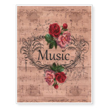 Vintage  Shabby Chic Rose Floral Sheet Music