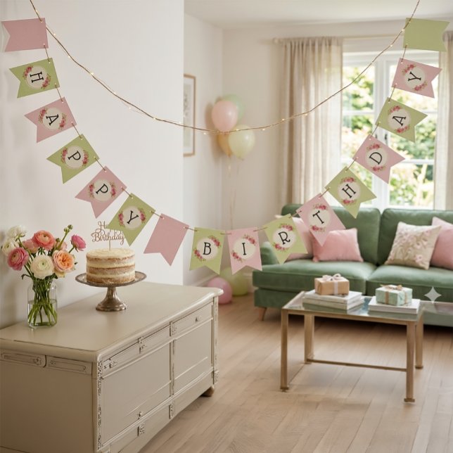 Vintage Shabby Chic Roses Frame Bunting Flags (Creator Uploaded)