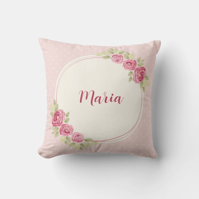 Vintage Shabby Chic Roses Frame Cushion (Front)