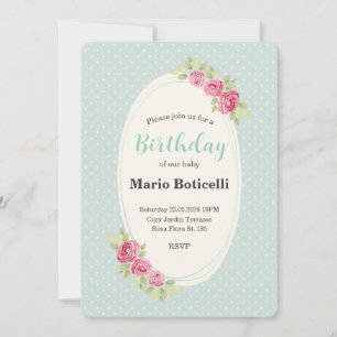 Vintage Shabby Chic Roses Frame Invitation