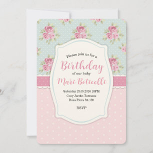 Vintage Shabby Chic Roses Frame Invitation
