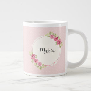 Vintage Shabby Chic Roses Frame Large Coffee Mug