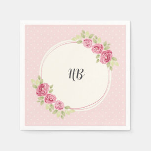 Vintage Shabby Chic Roses Frame Napkin