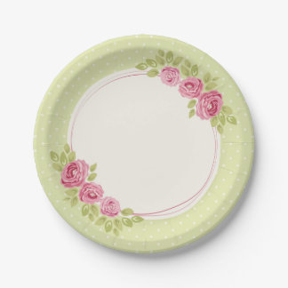 Vintage Shabby Chic Roses Frame Paper Plate