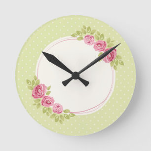 Vintage Shabby Chic Roses Frame Wall Clock