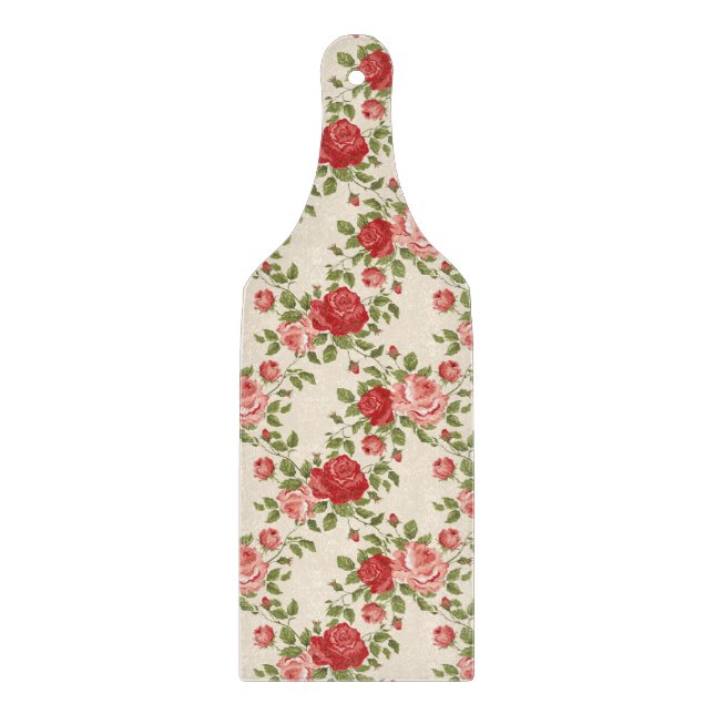 Vintage Shabby Chic Roses Pattern Cutting Board (Front)