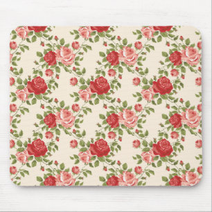 Vintage Shabby Chic Roses Pattern Mouse Mat