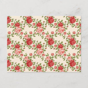 Vintage Shabby Chic Roses Pattern Postcard