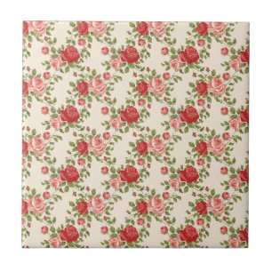 Vintage Shabby Chic Roses Pattern Tile