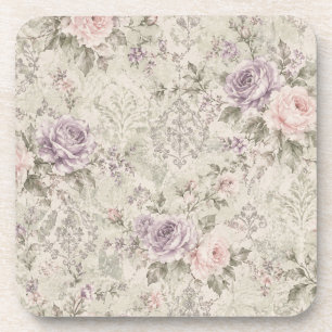 Vintage Shabby Chic Roses Square Wall Clock Coaster