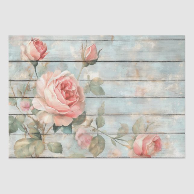 Vintage Shabby Chic roses Tissue Paper (Front)
