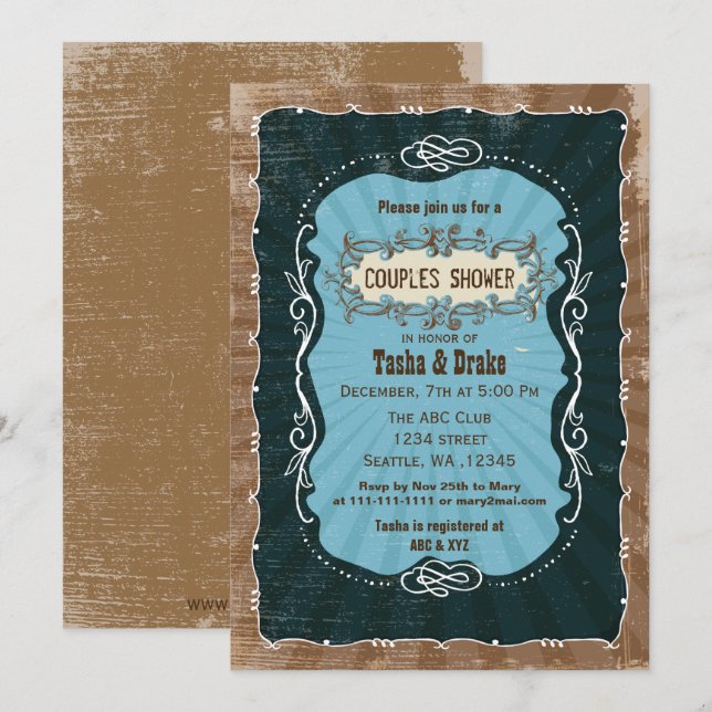 vintage shabby chic rustic Bridal Shower Invites (Front/Back)