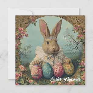 Vintage Shabby Chic Victorian Easter rabbit Holiday Card