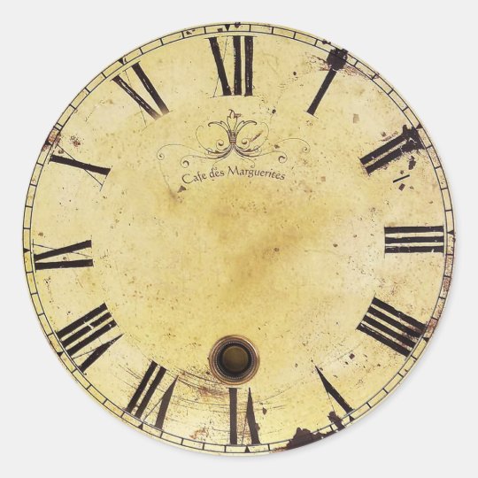Vintage Shabby Chic Wall Clock Classic Round Sticker Zazzle Co Uk