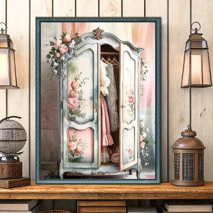 vintage shabby chic wardrobe floral wall art