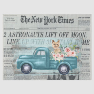 Vintage Shabby Chic Yorkie And Truck Ephemera Tissue Paper